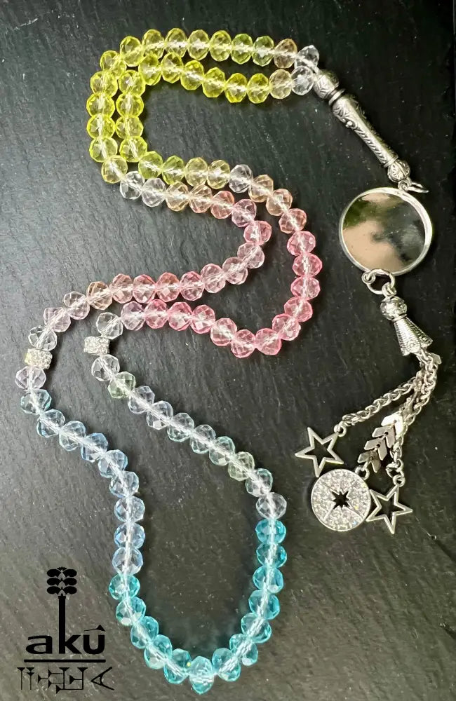 Personalisierte Tasbih mit Foto-Medaillon Kristallperlen Gebetskette Geschenk zu Ramadan & Eid Tasbih