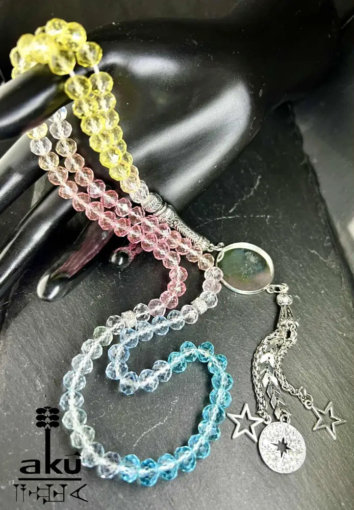 Personalisierte Tasbih mit Foto-Medaillon Kristallperlen Gebetskette Geschenk zu Ramadan & Eid Tasbih