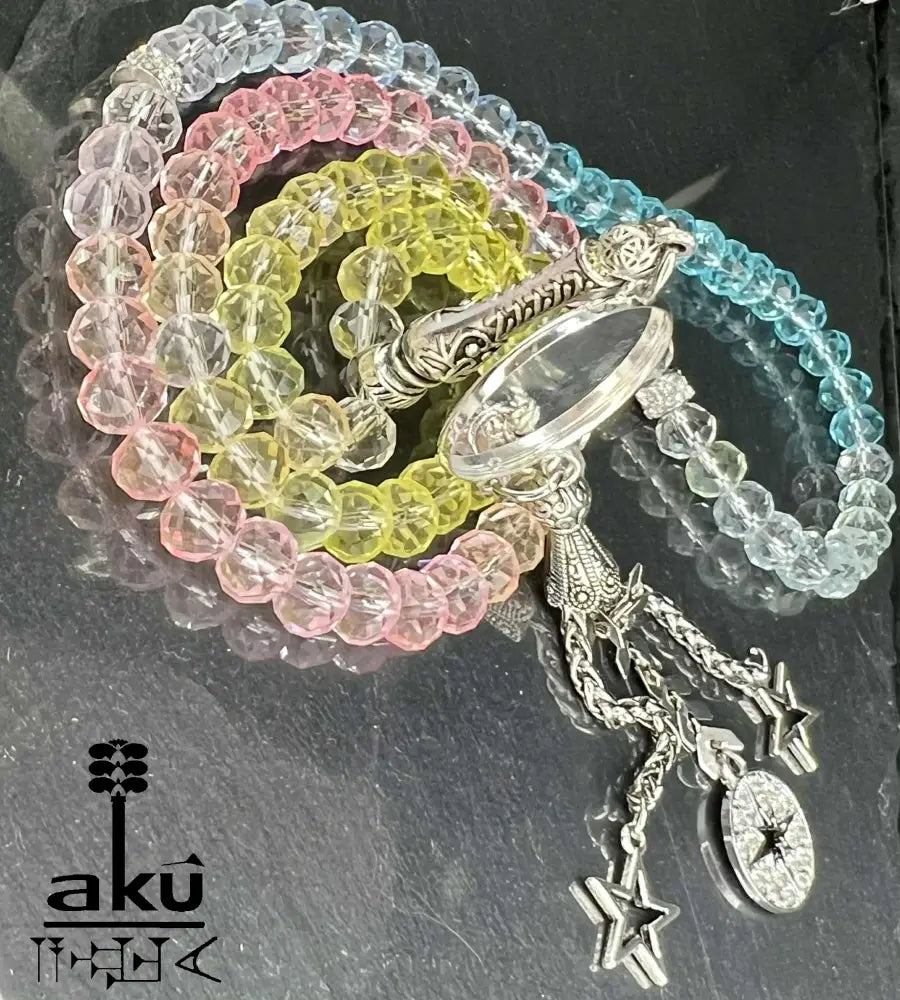 Personalisierte Tasbih mit Foto-Medaillon Kristallperlen Gebetskette Geschenk zu Ramadan & Eid Tasbih