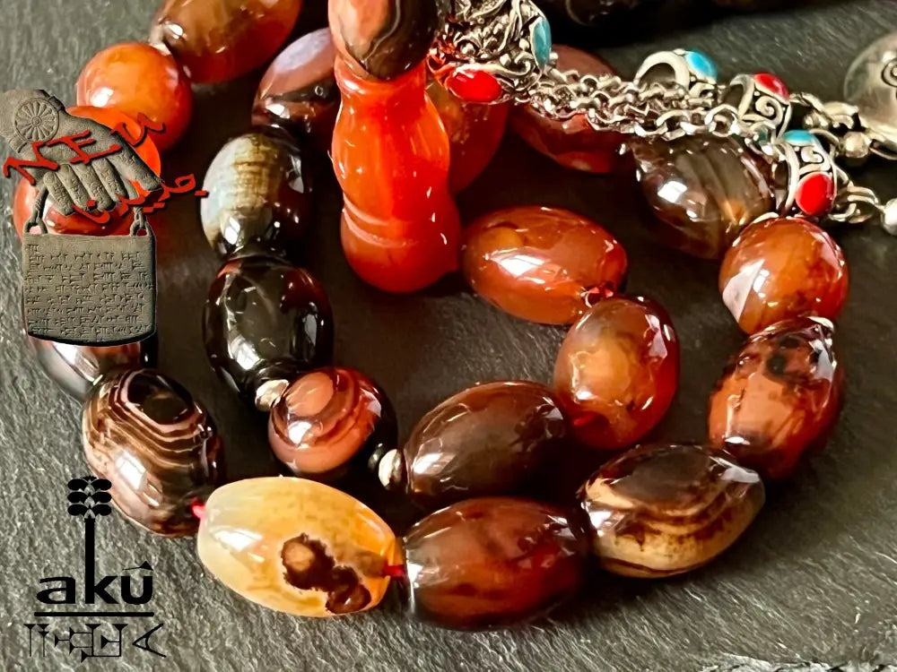 Handgefertigte Gebetskette aus rotem Jemen-Achat mit silberfarbener Quaste, 925-Silber-Zwischenteilen, spirituelle Tasbih