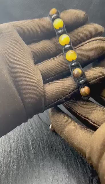 tiger eye tigerauge männer armband bracelet golden macreme coffee حظاظة عين النمر الذهبي