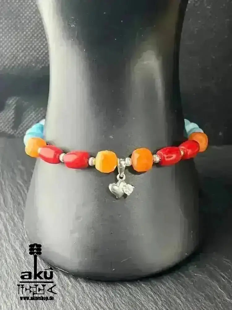 Rotes Koralle Sonnenstein Apatit Edelsteine Armband, natürliche Glücksedelsteine, Positiveenergie - AkueShop