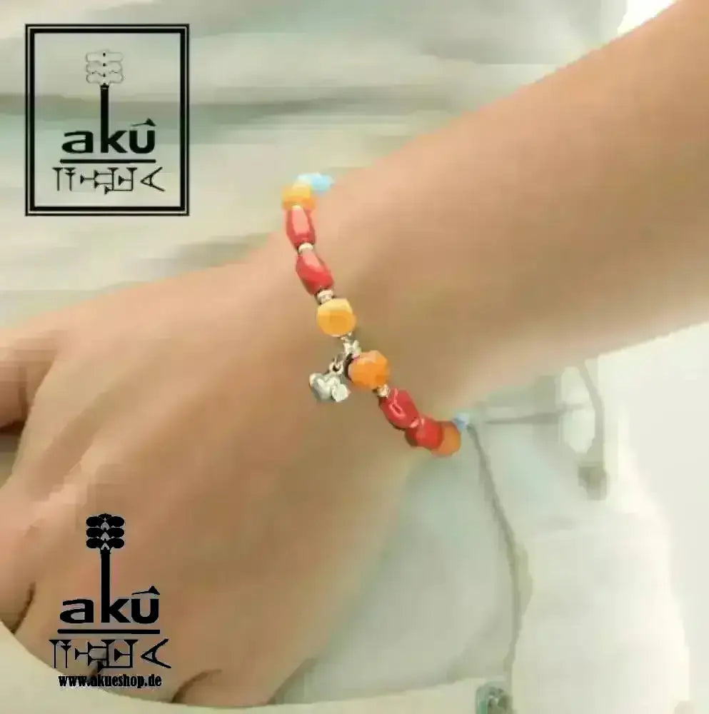 Rotes Koralle Sonnenstein Apatit Edelsteine Armband, natürliche Glücksedelsteine, Positiveenergie - AkueShop