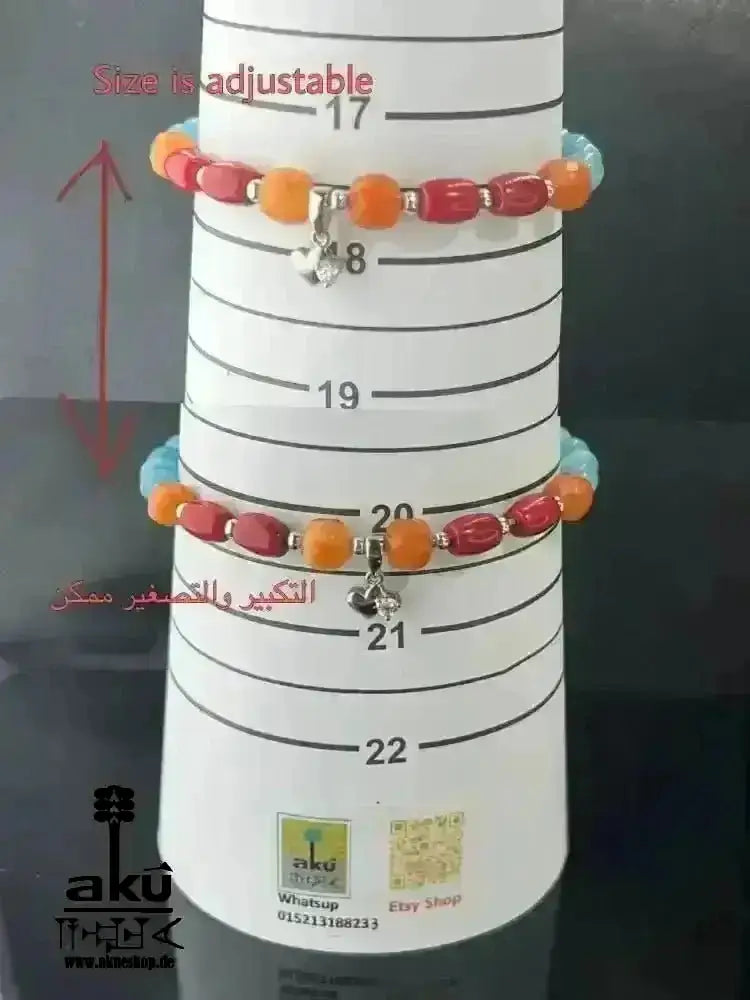 Rotes Koralle Sonnenstein Apatit Edelsteine Armband, natürliche Glücksedelsteine, Positiveenergie - AkueShop