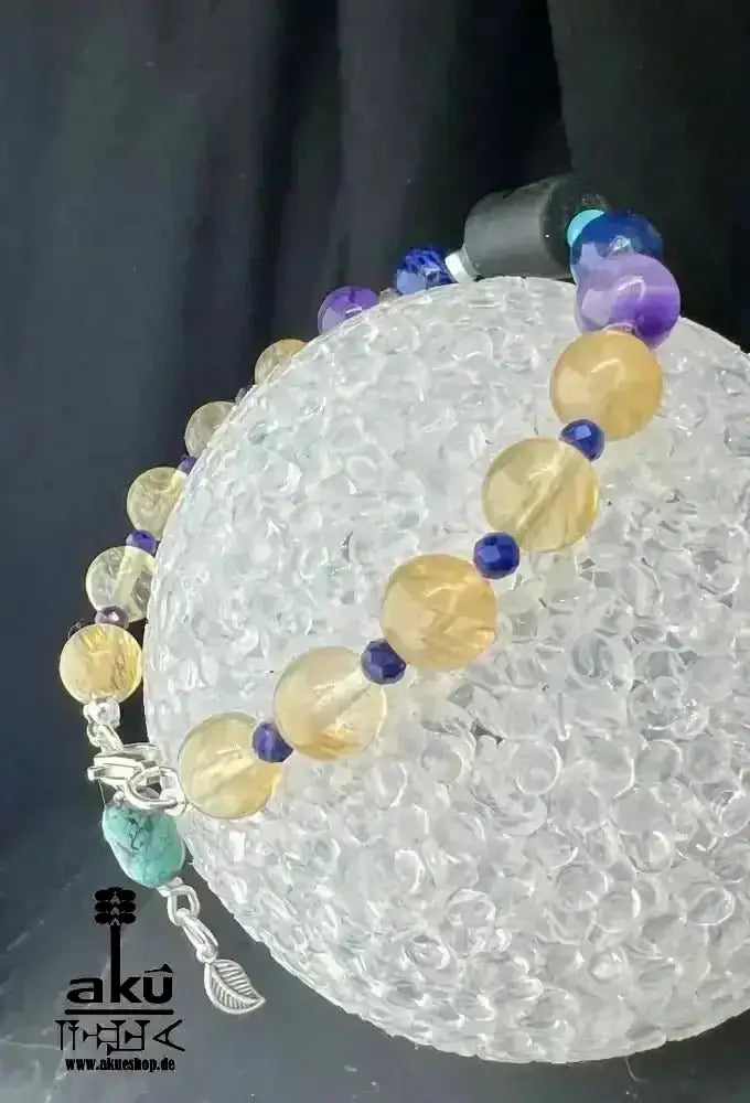 Schütze Sternzeichen Glückskristalle Armband Edelsteine Citrin Lapislazuli Amethyst Sodalith, Türkis, Topas - AkueShop