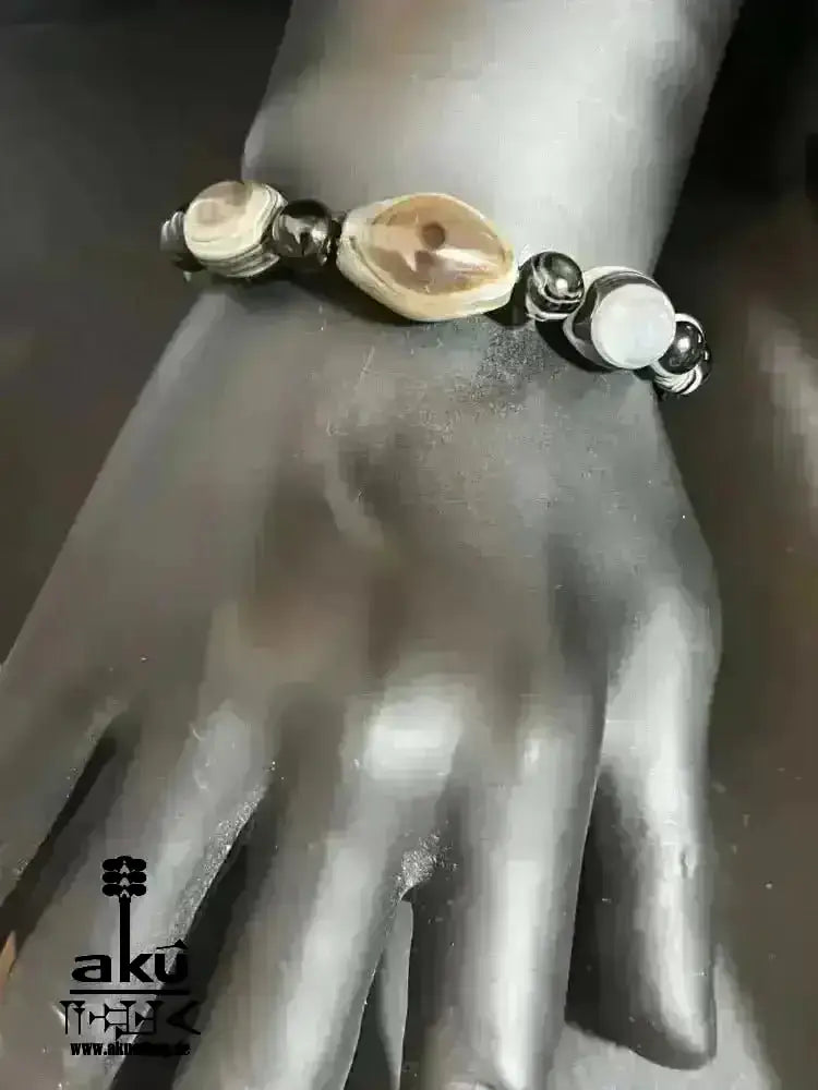 Schwarzer Sulemani Achat Glücks & Kraftstein Armband, natürliche Edelsteine, positive Wurzelchakra Meditationsenergie - AkueShop