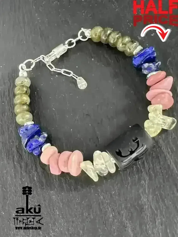 Skorpion Sternzeichen Armband, Rhodonit Citrin Labradorit Lapislazuli 925s Silber - AkueShop