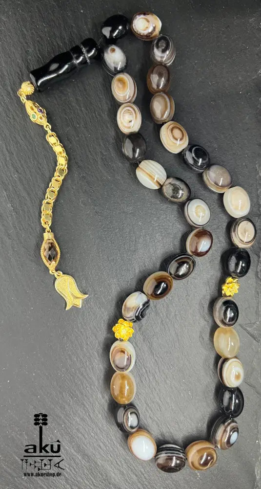 Sulemani Achat Tesbih Akik Edelstein islamisches Misbaha chakra Heilungsenergie goldene Quaste Tesbih