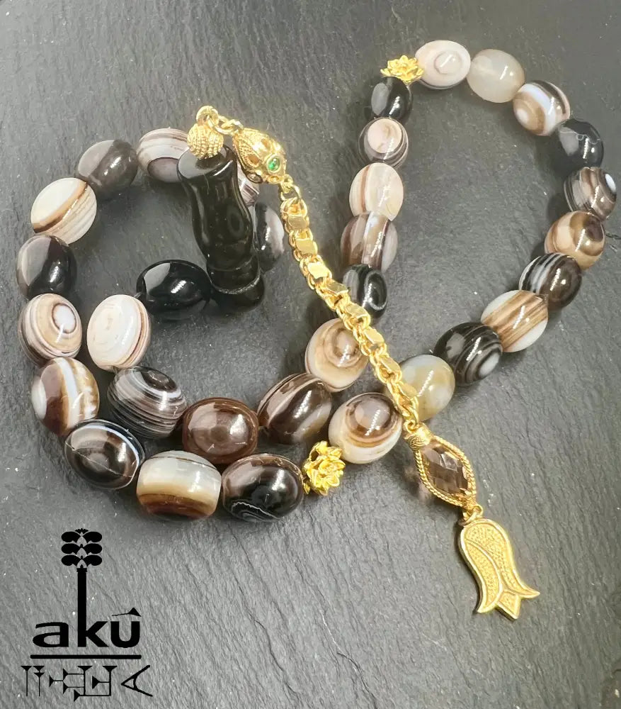 Sulemani Achat Tesbih Akik Edelstein islamisches Misbaha chakra Heilungsenergie goldene Quaste Tesbih