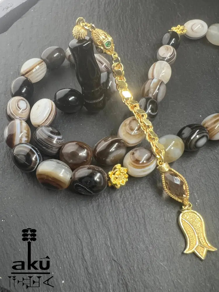 Sulemani Achat Tesbih Akik Edelstein islamisches Misbaha chakra Heilungsenergie goldene Quaste Tesbih