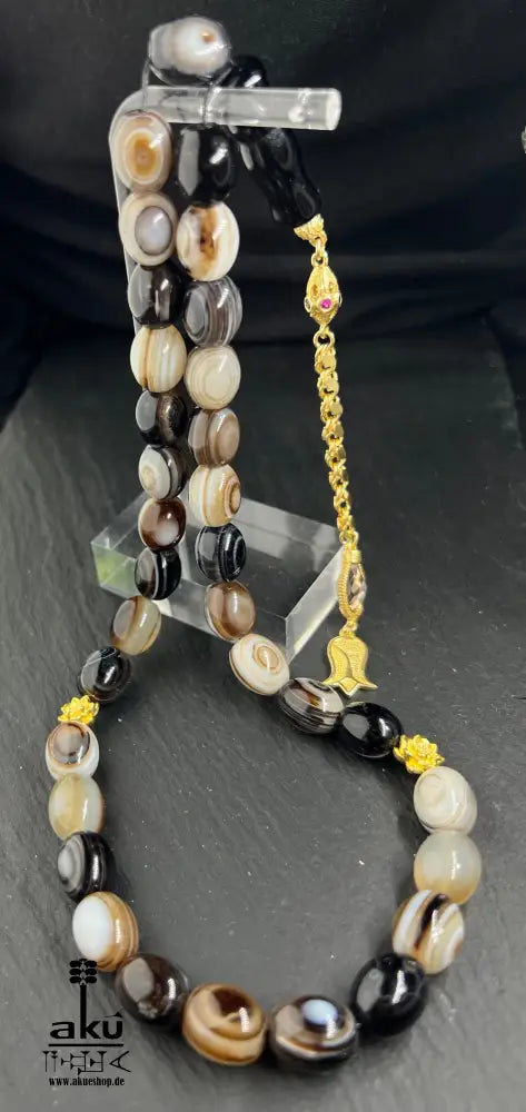 Sulemani Achat Tesbih Akik Edelstein islamisches Misbaha chakra Heilungsenergie goldene Quaste Tesbih