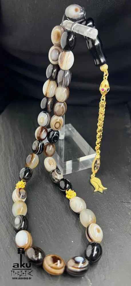 Sulemani Achat Tesbih Akik Edelstein islamisches Misbaha chakra Heilungsenergie goldene Quaste Tesbih