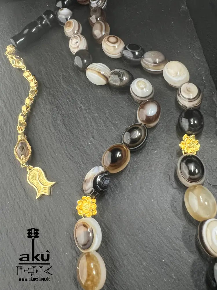 Sulemani Achat Tesbih Akik Edelstein islamisches Misbaha chakra Heilungsenergie goldene Quaste Tesbih