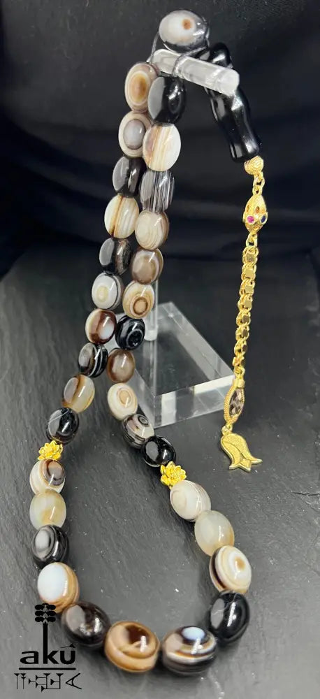 Sulemani Achat Tesbih Akik Edelstein islamisches Misbaha chakra Heilungsenergie goldene Quaste Tesbih