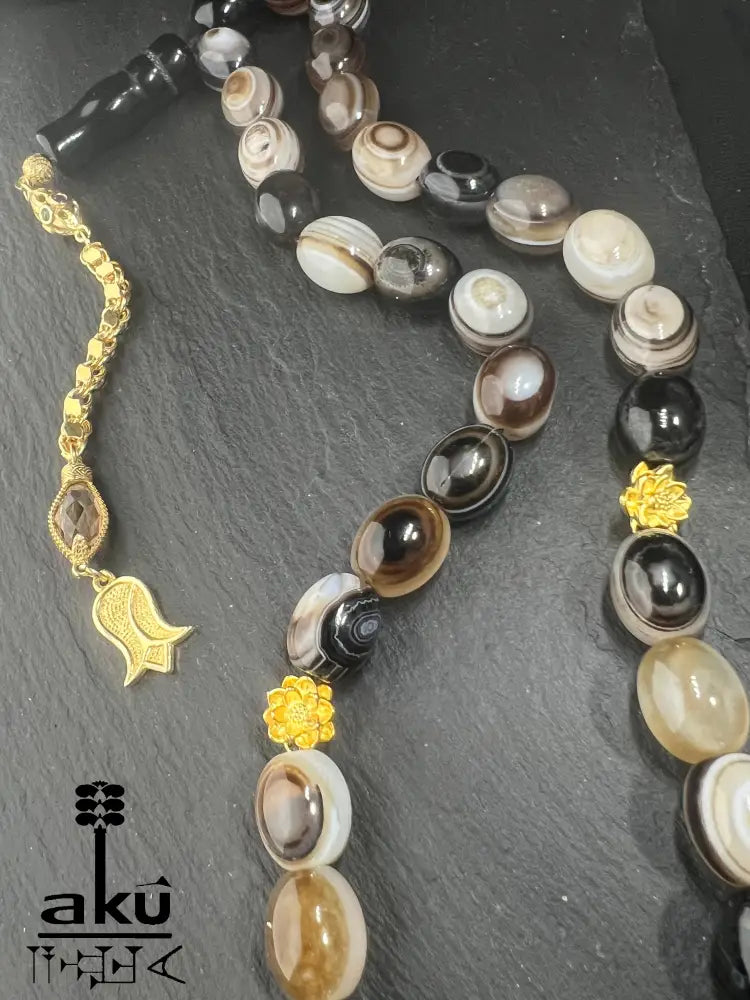 Sulemani Achat Tesbih Akik Edelstein islamisches Misbaha chakra Heilungsenergie goldene Quaste Tesbih