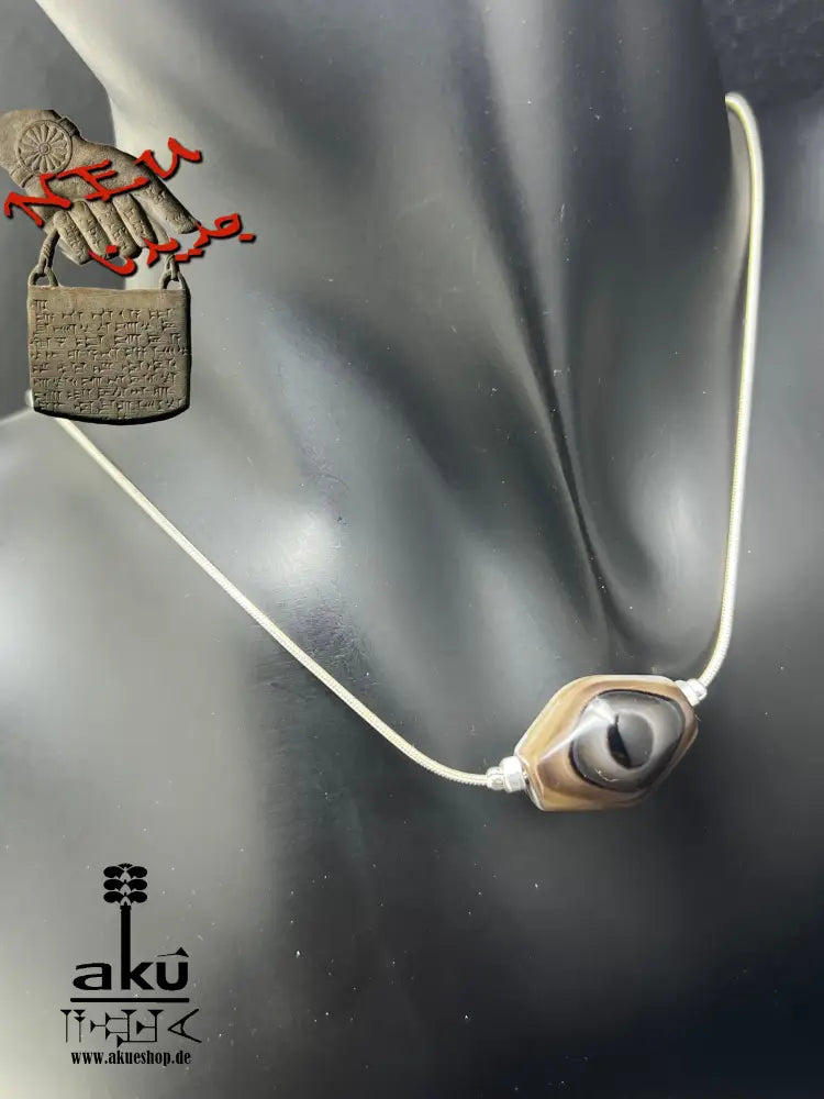 Sulemani Akik Halskette natürlich Hakik Achat Aqeeq schmuck 925er Silbere Schlangekette. AkueShop mutterstag geschenk