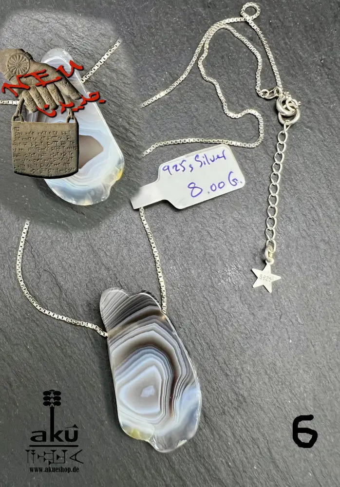 Botswana Akik Halskette natürlich Hakik Achat Aqeeq schmuck 925er Silbere Schlangekette. AkueShop mutterstag geschenk