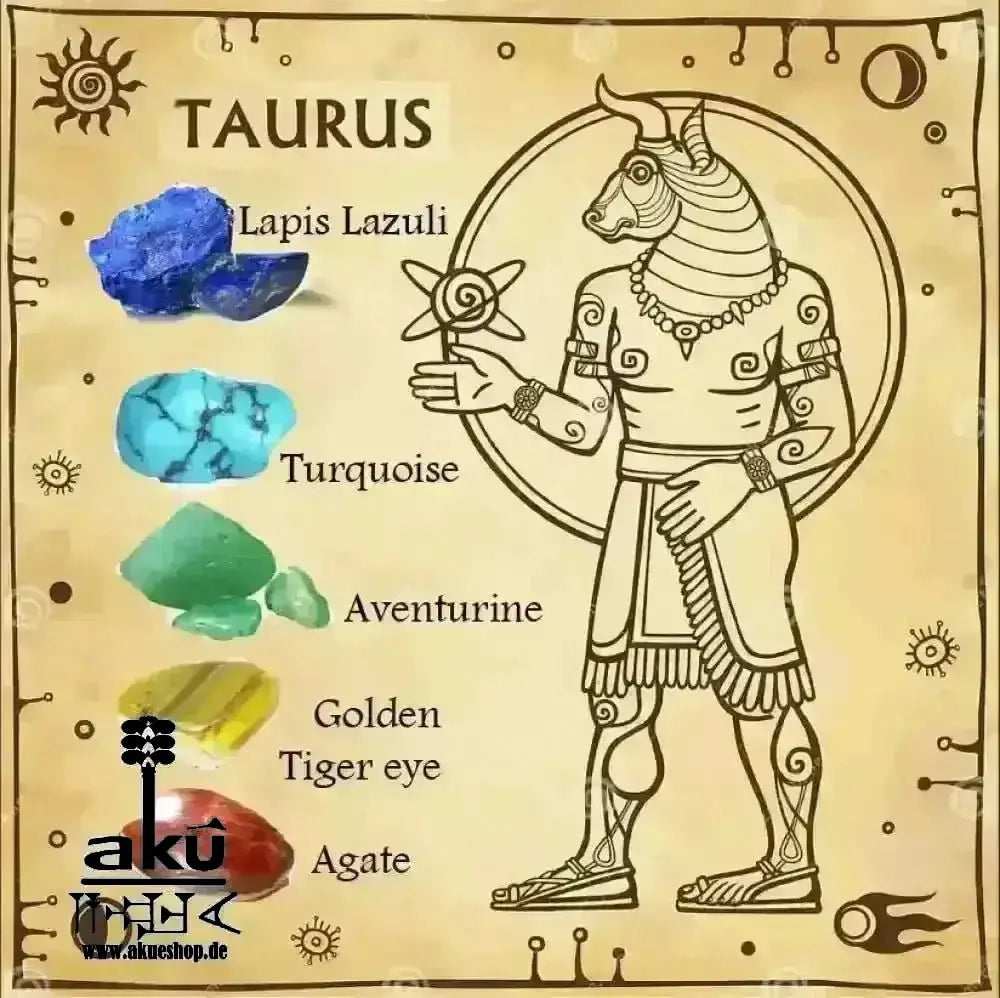 Taurus ♉️ Halskette Edelstein Gold Energieanhänger Harz, Reiki - Meditationsenergie - AkueShop