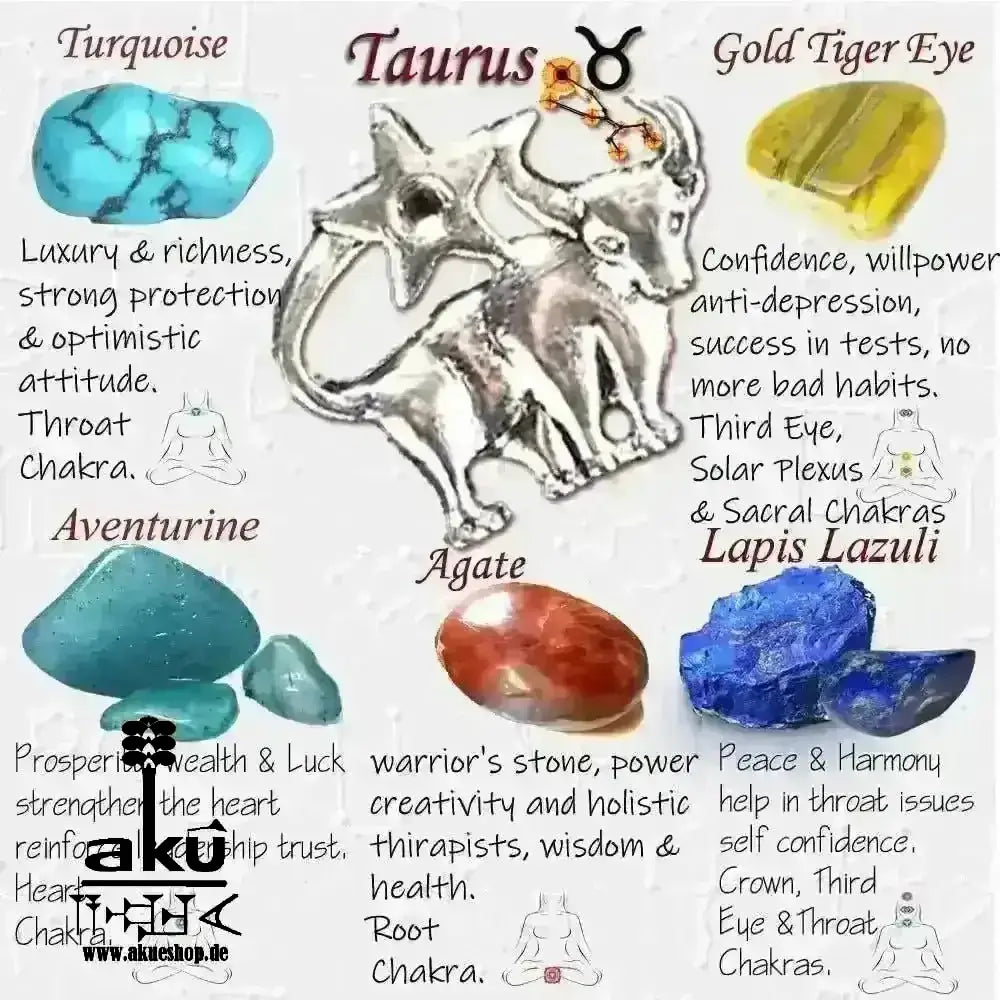 Taurus ♉️ Halskette Edelstein Gold Energieanhänger Harz, Reiki - Meditationsenergie - AkueShop