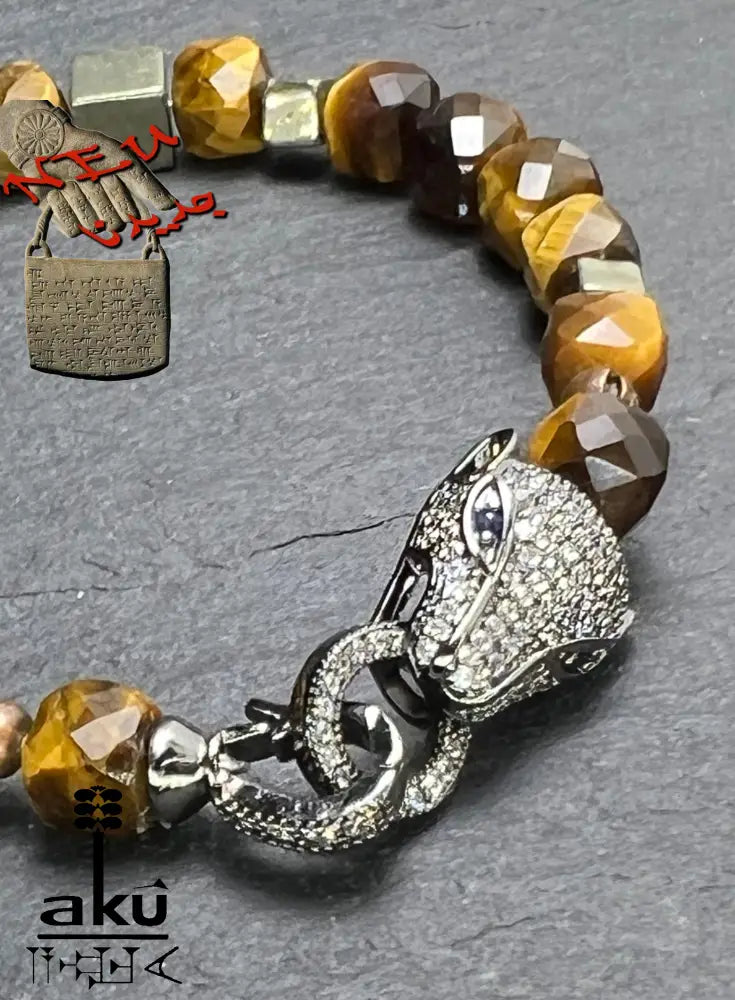 Tigerauge-Armband mit Pyrit-Stein – einzigartiges Design, hochwertige Verarbeitung, AkueShop produkte