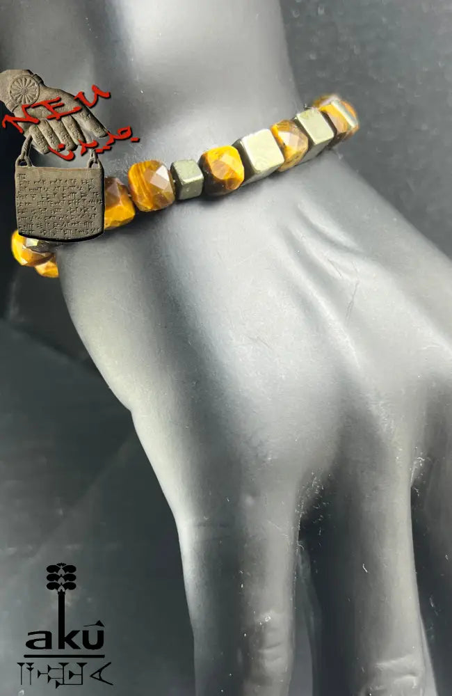 Tigerauge-Armband mit Pyrit-Stein – einzigartiges Design, hochwertige Verarbeitung, AkueShop produkte
