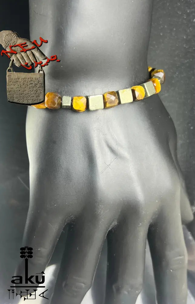 Tigerauge-Armband mit Pyrit-Stein – einzigartiges Design, hochwertige Verarbeitung, AkueShop produkte