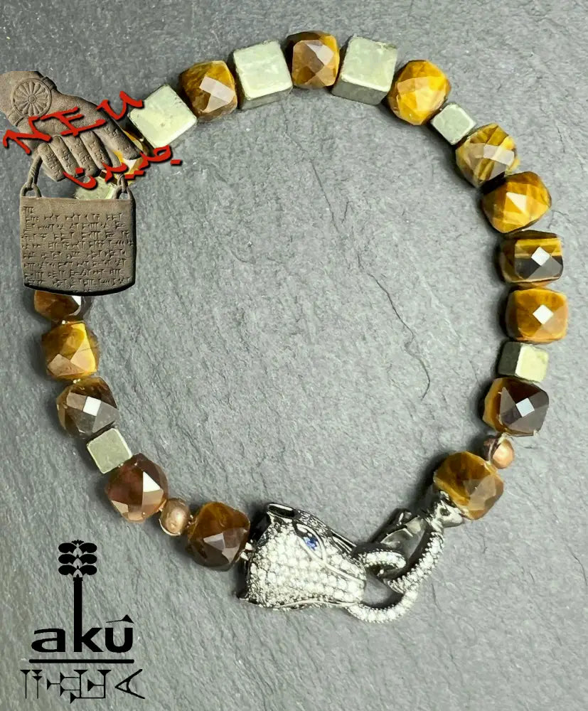 Tigerauge-Armband mit Pyrit-Stein – einzigartiges Design, hochwertige Verarbeitung, AkueShop produkte