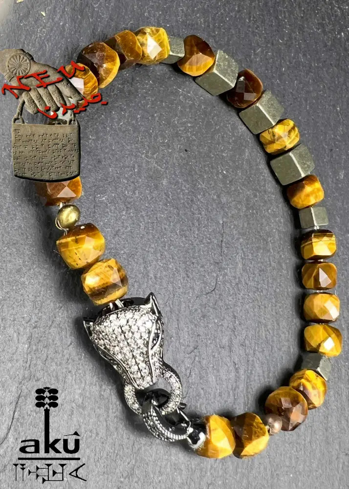 Tigerauge-Armband mit Pyrit-Stein – einzigartiges Design, hochwertige Verarbeitung, AkueShop produkte