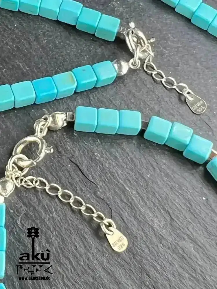 Türkis Howlith & Perit Schmuckset; Halskette und Armband, 925er Silber, Halschakra meditationenergie - AkueShop