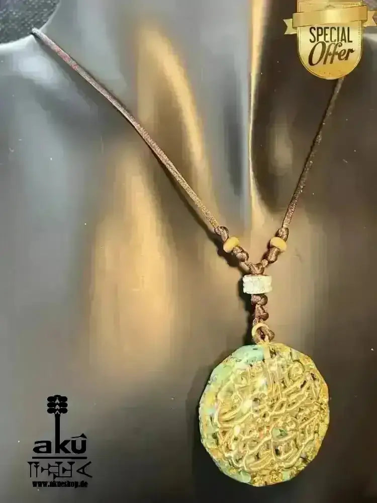 Türkis Resin Halskette islamische Koranwörter, Hals chakra Energieöffnung, Resin Harz Schmuck - AkueShop