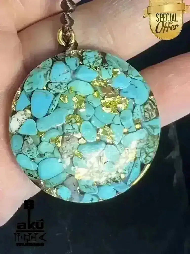 Türkis Resin Halskette islamische Koranwörter, Hals chakra Energieöffnung, Resin Harz Schmuck - AkueShop