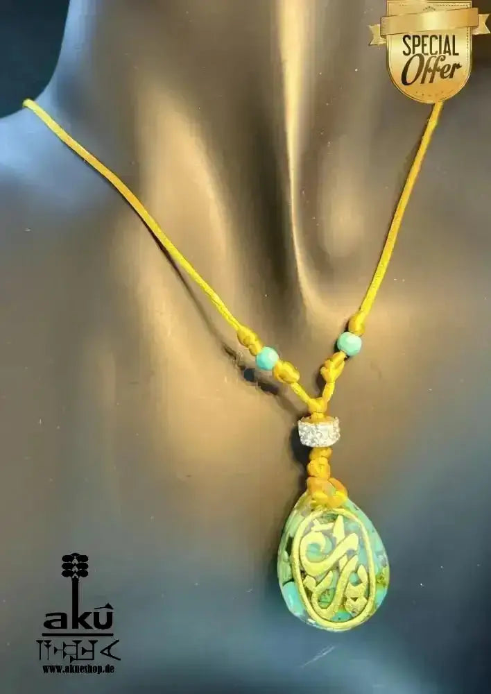 Türkis Resin Halskette islamische YARAB, Hals chakra Energieöffnung, Resin Harz Schmuck - AkueShop