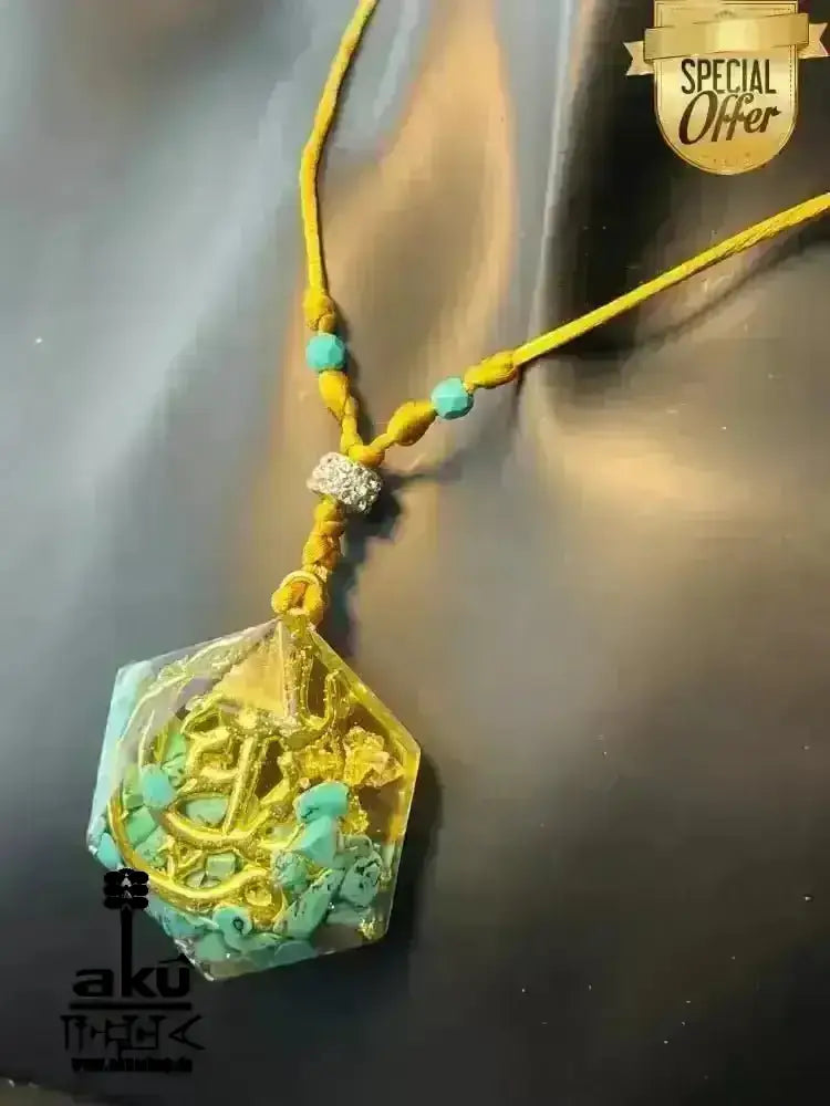 Türkis Resin Halskette MASCHALLAH, Hals chakra Energieöffnung, Resin Harz Schmuck - AkueShop