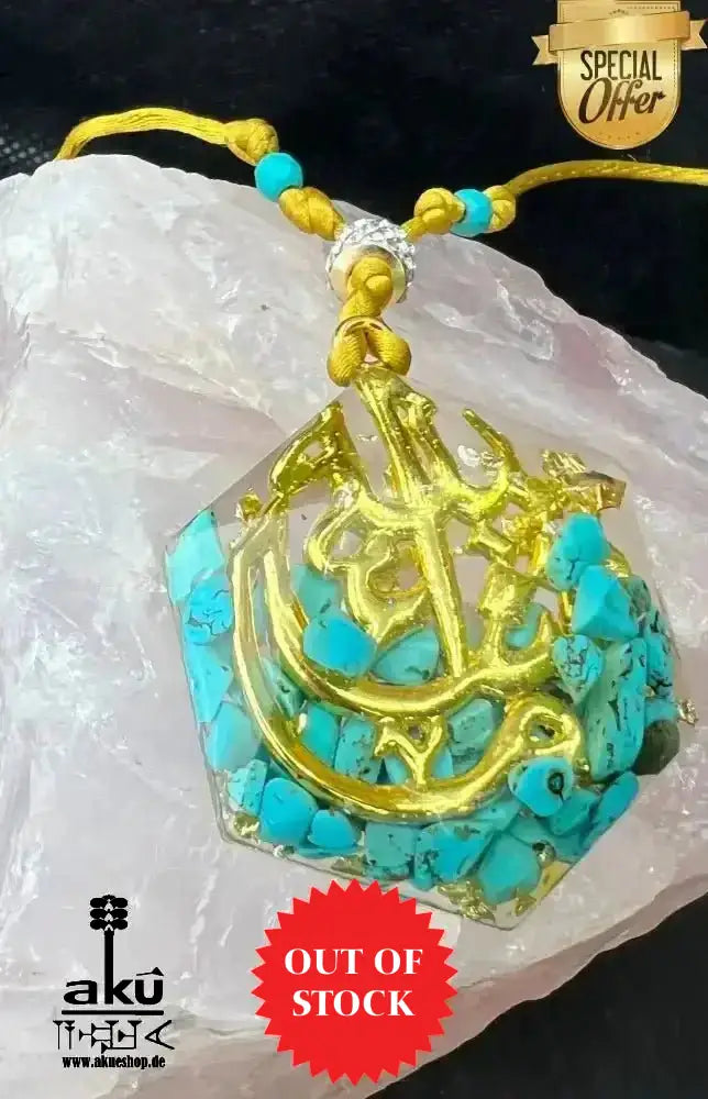 Türkis Resin Halskette MASCHALLAH, Hals chakra Energieöffnung, Resin Harz Schmuck - AkueShop