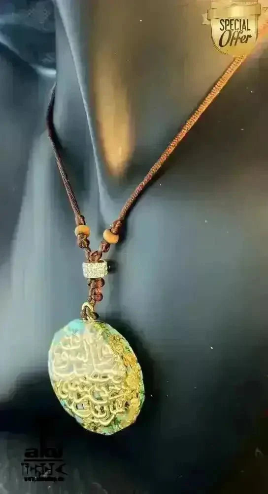 Türkis Resin Halskette islamische Koranwörter, Hals chakra Energieöffnung, Resin Harz Schmuck - AkueShop