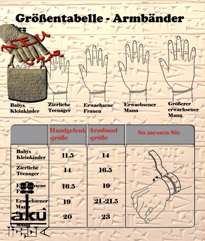 Größtabelle Armbänder, AkueShop produkte