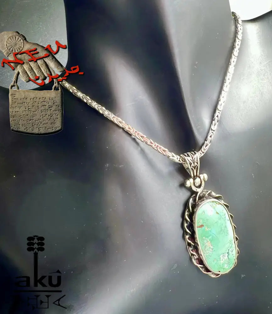 Vintage alt Türkis-Halskette 925er Silber Natürlicher Edelstein Boho Schmuck Geschenk für sie Halskette