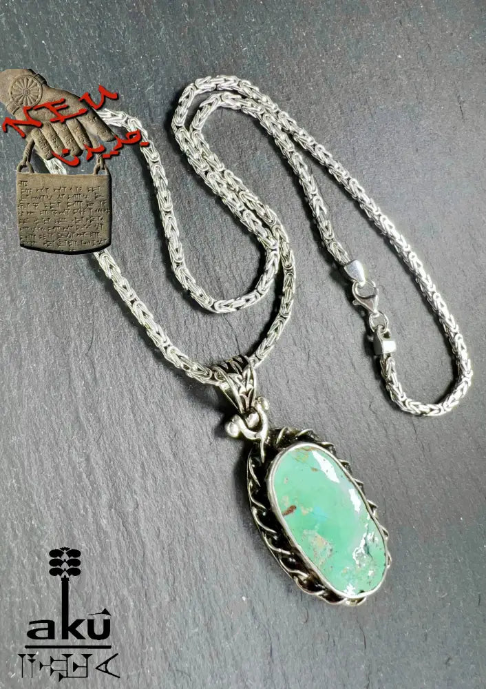 Vintage alt Türkis-Halskette 925er Silber Natürlicher Edelstein Boho Schmuck Geschenk für sie Halskette