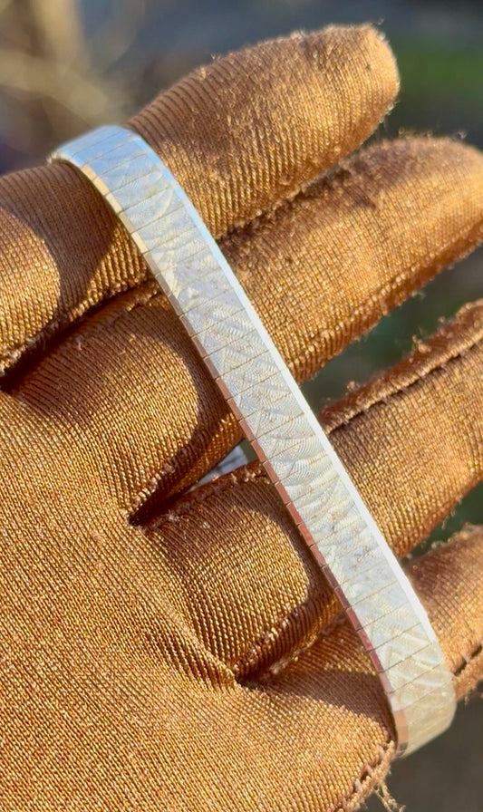 1980er Vintage Streifenarmband, 835er Silber, sicherer Verschluss
