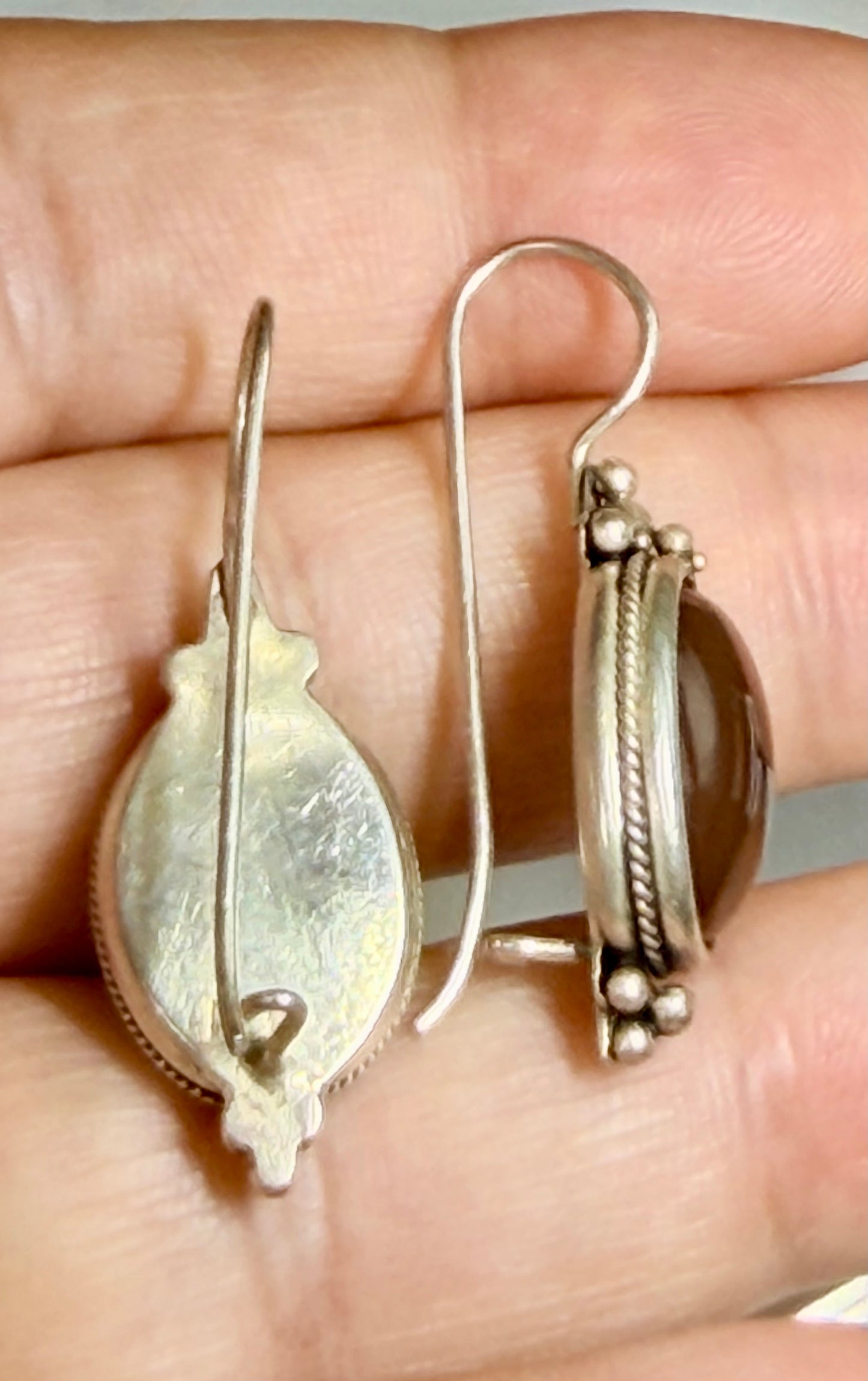 Vintage Ohrringe mit roten Achat Edelsteinen, 925er Silber