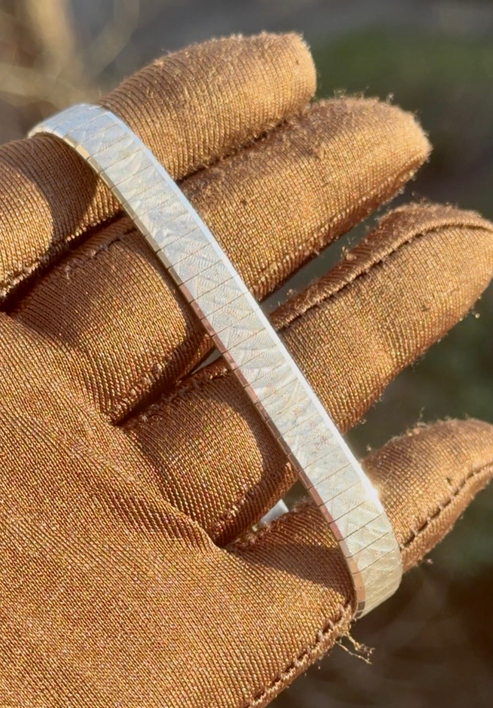 1980er Vintage Streifenarmband, 835er Silber, sicherer Verschluss