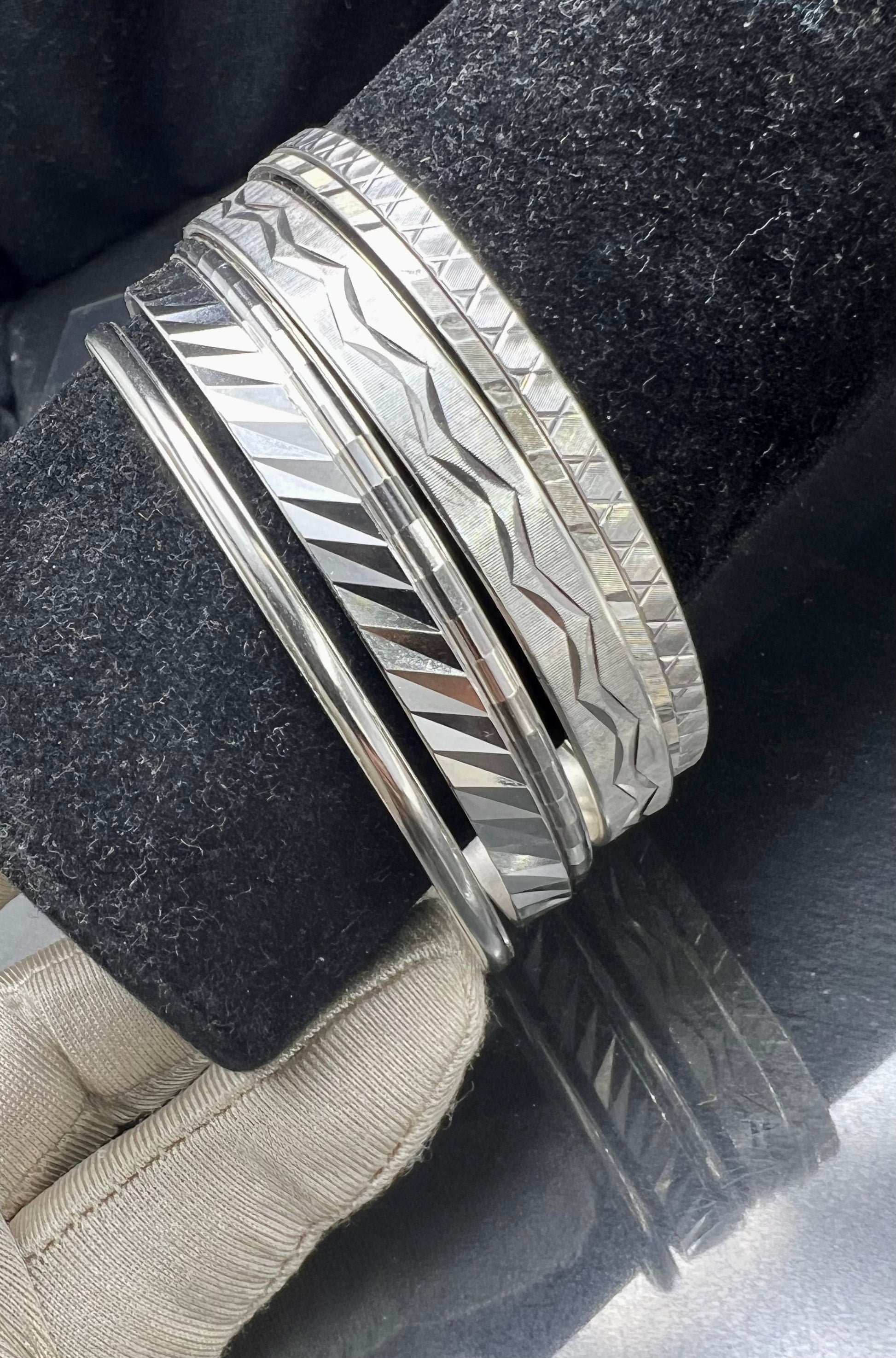 6 Armreifen im Kreis Vintage Jahre ‘60 aus 835er Silber massive