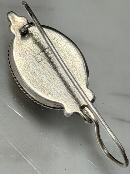 Back side of Vintage Ohrringe mit roten Achat Edelsteinen, 925er Silber