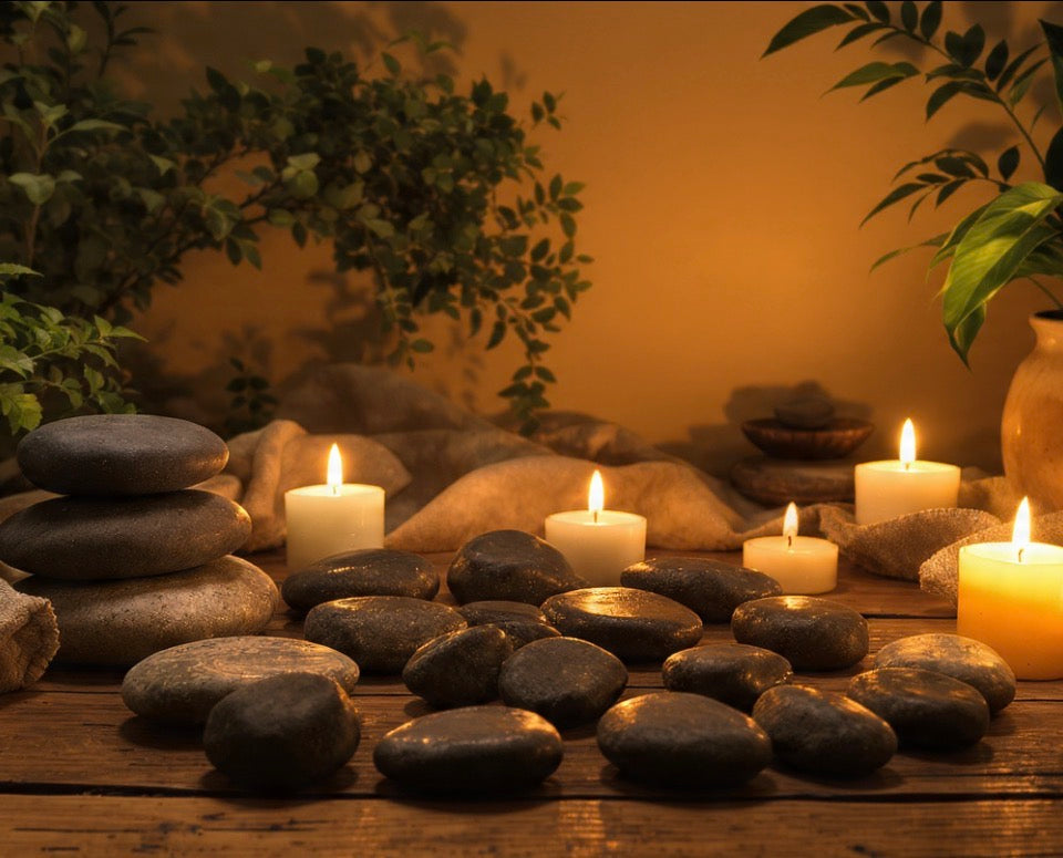 Hot Stone Massagesteine Set aus 100% Basalt (6 Steine)
