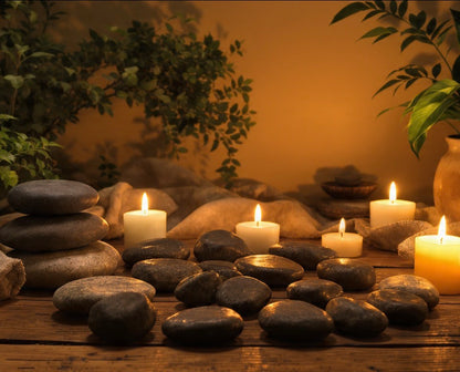 Hot Stone Massagesteine Set aus 100% Basalt (6 Steine)