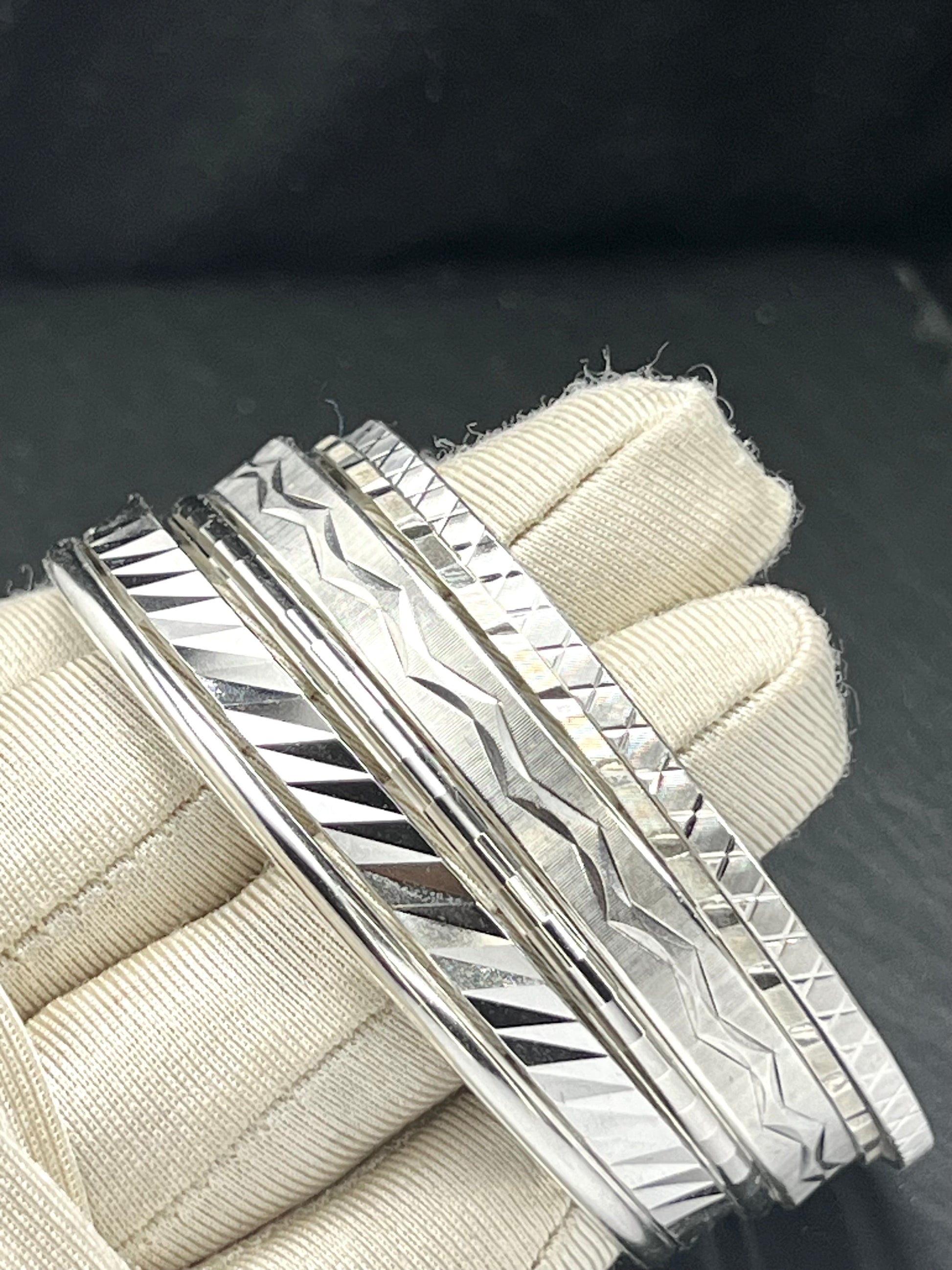 6 Armreifen im Kreis Vintage Jahre ‘60 aus 835er Silber massive