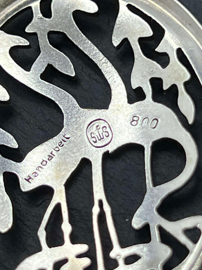 Drei Störche Halskette Vintage 800er Silber Familie Geschenke Handarbeit Halskette
