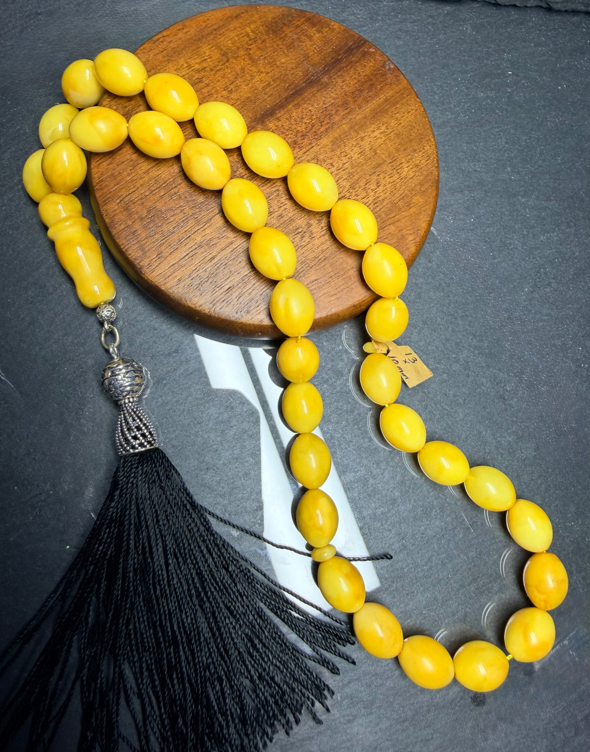 Bernstein Tasbih 33, gelbes Ostseebernstein, islamisches Rosenkranz