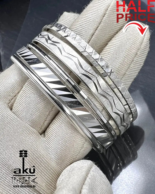 6 Armreifen im Kreis Vintage Jahre ‘60 aus 835er Silber massive, AkueShop