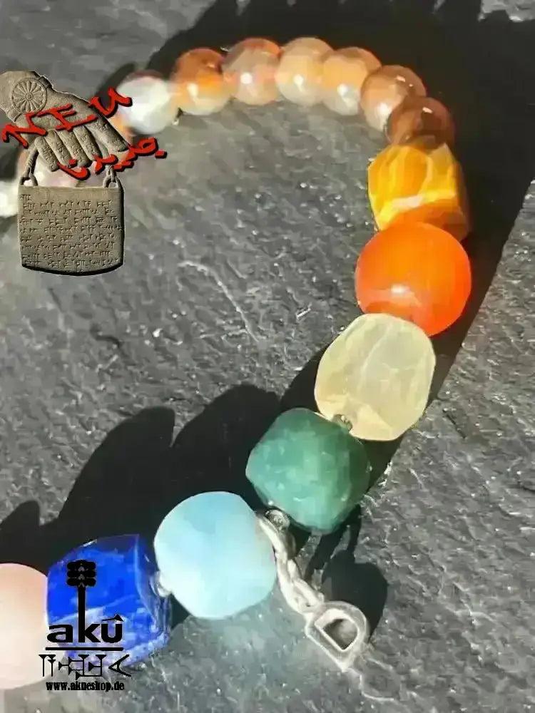 7 Chakren Armband aus 925er Silber, natürliche Edelsteine, Buchstabe Anhänger - AkueShop